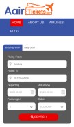 How aairtickets.com looks like on a mobile device such as an iPhone.