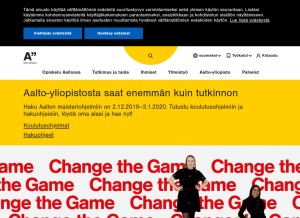 How aalto.fi looks like on a tablet such as an iPad.