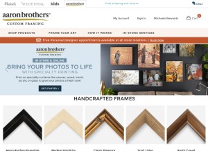 How aaronbrothers.com looks like on a tablet such as an iPad.