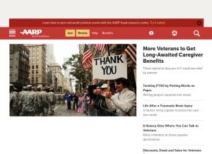 How aarp.com looks like on a tablet such as an iPad.