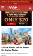 How aarp.org looks like on a mobile device such as an iPhone.