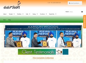 How aarsunwoods.com looks like on a tablet such as an iPad.