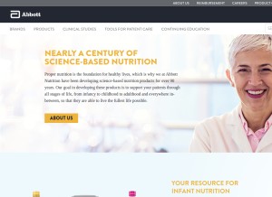 How abbottnutrition.com looks like on a tablet such as an iPad.