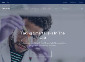How abbvie.com looks like on a tablet such as an iPad.