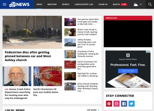 How abcnews4.com looks like on a tablet such as an iPad.