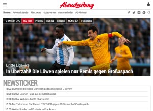 How abendzeitung-muenchen.de looks like on a tablet such as an iPad.