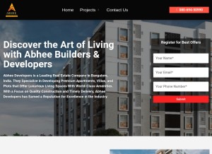 How abheeprojects.com looks like on a tablet such as an iPad.