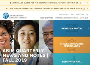 How abim.org looks like on a tablet such as an iPad.