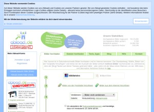 How abload.de looks like on a tablet such as an iPad.