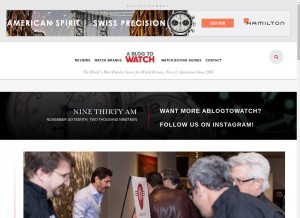 How ablogtowatch.com looks like on a tablet such as an iPad.