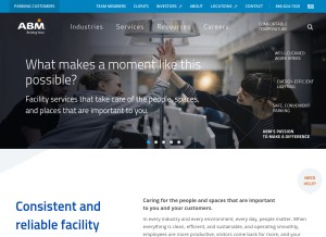 How abm.com looks like on a tablet such as an iPad.
