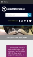 How abovetheinfluence.com looks like on a mobile device such as an iPhone.