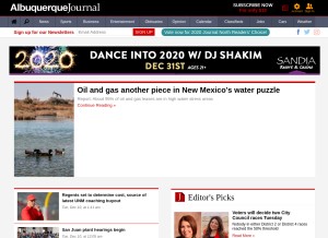 How abqjournal.com looks like on a tablet such as an iPad.