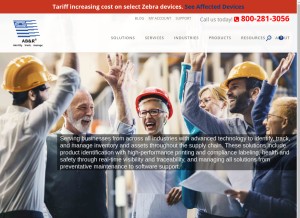 How abrfid.com looks like on a tablet such as an iPad.