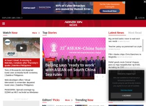 How abs-cbnnews.com looks like on a tablet such as an iPad.