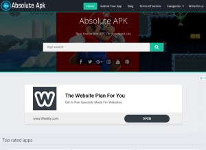 How absoluteapk.com looks like on a tablet such as an iPad.