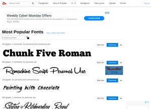 How abstractfonts.com looks like on a tablet such as an iPad.
