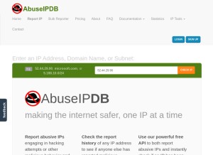 How abuseipdb.com looks like on a tablet such as an iPad.