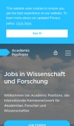 How academicpositions.at looks like on a mobile device such as an iPhone.