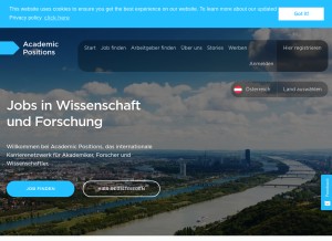 How academicpositions.at looks like on a tablet such as an iPad.