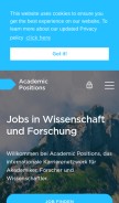 How academicpositions.ch looks like on a mobile device such as an iPhone.