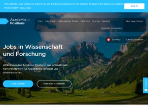 How academicpositions.ch looks like on a tablet such as an iPad.