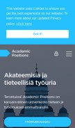 How academicpositions.fi looks like on a mobile device such as an iPhone.