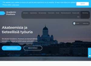 How academicpositions.fi looks like on a tablet such as an iPad.