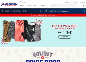 How academy.com looks like on a tablet such as an iPad.