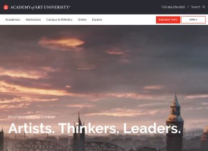 How academyart.edu looks like on a tablet such as an iPad.