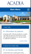 How acadiahealthcare.com looks like on a mobile device such as an iPhone.
