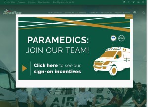 How acadian.com looks like on a tablet such as an iPad.