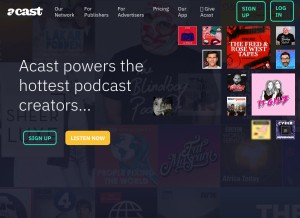 How acast.com looks like on a tablet such as an iPad.