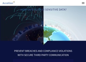 How accellion.com looks like on a tablet such as an iPad.