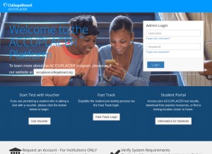 How accuplacer.org looks like on a tablet such as an iPad.