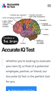How accurateiqtest.com looks like on a mobile device such as an iPhone.