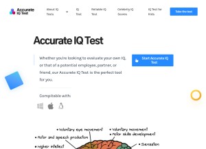 How accurateiqtest.com looks like on a tablet such as an iPad.