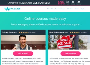 How aceable.com looks like on a tablet such as an iPad.