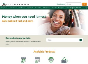 How acecashexpress.com looks like on a tablet such as an iPad.