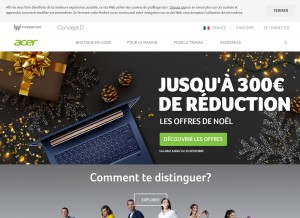 How acer.com looks like on a tablet such as an iPad.