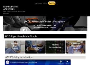 How acls-algorithms.com looks like on a tablet such as an iPad.