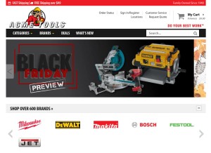 How acmetools.com looks like on a tablet such as an iPad.