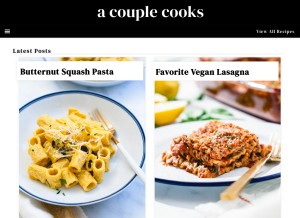 How acouplecooks.com looks like on a tablet such as an iPad.