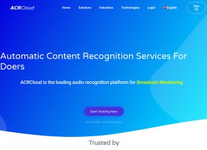 How acrcloud.com looks like on a tablet such as an iPad.