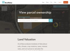 How acrevalue.com looks like on a tablet such as an iPad.