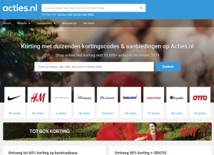 How acties.nl looks like on a tablet such as an iPad.