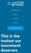 How actionnetwork.org looks like on a mobile device such as an iPhone.