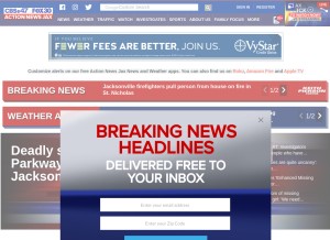 How actionnewsjax.com looks like on a tablet such as an iPad.