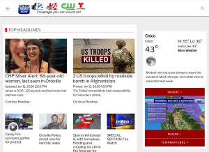 How actionnewsnow.com looks like on a tablet such as an iPad.