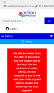 How actionprint.co.za looks like on a mobile device such as an iPhone.